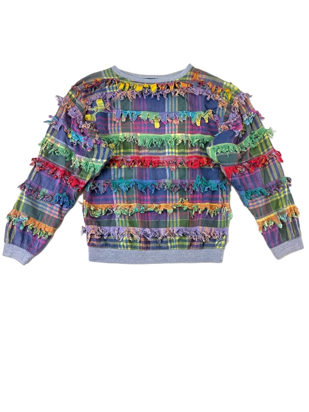 Vintage Paula Sweet fringe sweatshirt in the iconic Muslin Mink art-to-wear RARE